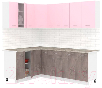 Готовая кухня Кортекс-мебель Корнелия Лира 1.5x2.2 (розовый/оникс/марсель)