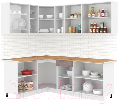 Готовая кухня Кортекс-мебель Корнелия Лира 1.5x2.2 (салатовый/оникс/дуб бунратти)