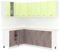 Готовая кухня Кортекс-мебель Корнелия Лира 1.5x2.2 (салатовый/оникс/королевский опал) - 