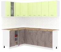 Кухонный гарнитур Кортекс-мебель Корнелия Лира 1.5x2.2 (салатовый/оникс/мадрид) - 