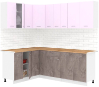 Кухонный гарнитур Кортекс-мебель Корнелия Лира 1.5x2.2 (сирень/оникс/дуб бунратти) - 