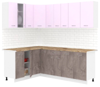 Готовая кухня Кортекс-мебель Корнелия Лира 1.5x2.2 (сирень/оникс/мадрид) - 