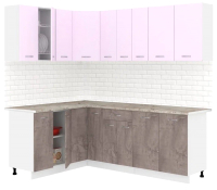 Кухонный гарнитур Кортекс-мебель Корнелия Лира 1.5x2.2 (сирень/оникс/марсель) - 