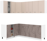 Кухонный гарнитур Кортекс-мебель Корнелия Лира 1.5x2.2 без столешницы (капучино/оникс) - 
