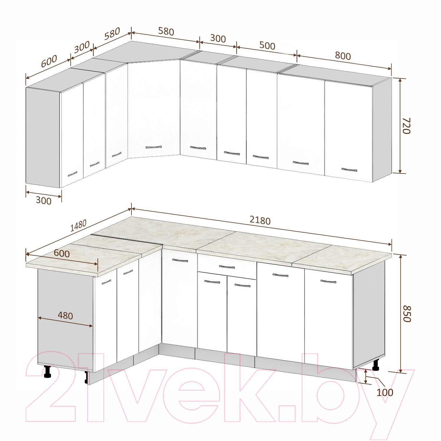 Готовая кухня Кортекс-мебель Корнелия Лира 1.5x2.2 без столешницы