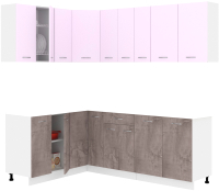 Кухонный гарнитур Кортекс-мебель Корнелия Лира 1.5x2.2 без столешницы (сирень/оникс) - 