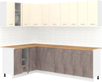 Кухонный гарнитур Кортекс-мебель Корнелия Лира 1.5x2.5 (крем/оникс/мадрид) - 
