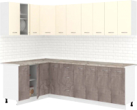 Кухонный гарнитур Кортекс-мебель Корнелия Лира 1.5x2.5 (крем/оникс/марсель) - 