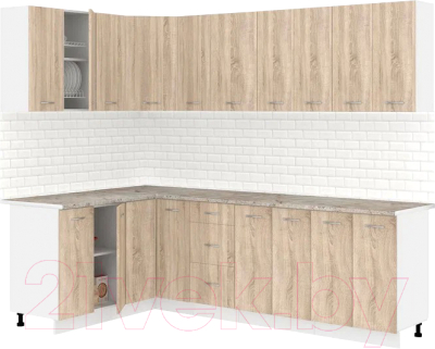 Кухонный гарнитур Кортекс-мебель Корнелия Лира 1.5x2.5 (дуб сонома/марсель)