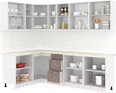 Готовая кухня Кортекс-мебель Корнелия Лира 1.5x2.5 (розовый/оникс/королевский опал)