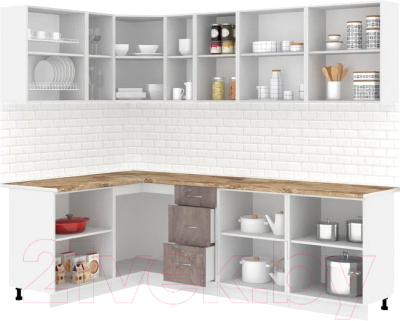 Кухонный гарнитур Кортекс-мебель Корнелия Лира 1.5x2.5 (розовый/оникс/мадрид)