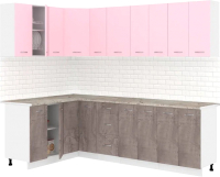 Кухонный гарнитур Кортекс-мебель Корнелия Лира 1.5x2.5 (розовый/оникс/марсель) - 
