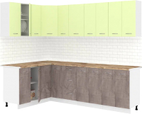 Кухонный гарнитур Кортекс-мебель Корнелия Лира 1.5x2.5 (салатовый/оникс/мадрид) - 