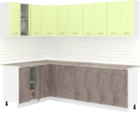 Готовая кухня Кортекс-мебель Корнелия Лира 1.5x2.5 (салатовый/оникс/марсель) - 