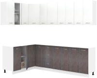Кухонный гарнитур Кортекс-мебель Корнелия Лира 1.5x2.5 без столешницы (белый/береза) - 