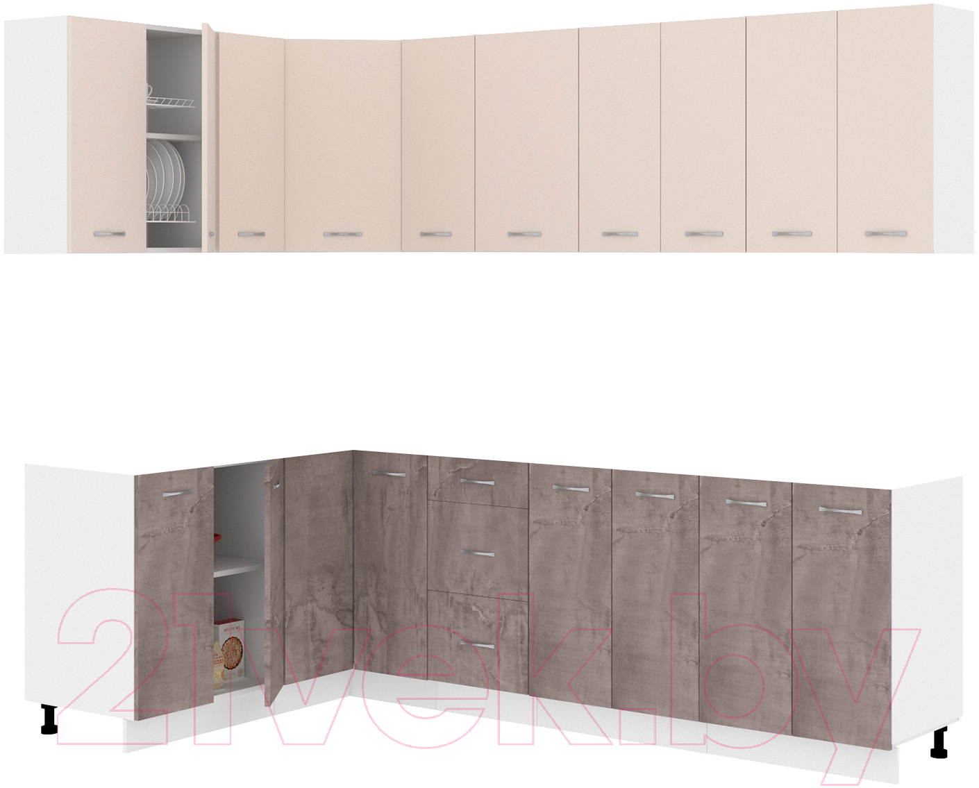 Готовая кухня Кортекс-мебель Корнелия Лира 1.5x2.5 без столешницы