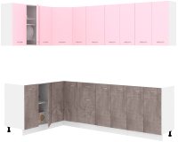 Готовая кухня Кортекс-мебель Корнелия Лира 1.5x2.5 без столешницы (розовый/оникс) - 