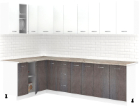 Кухонный гарнитур Кортекс-мебель Корнелия Лира 1.5x2.7 (белый/береза/марсель) - 