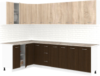 Готовая кухня Кортекс-мебель Корнелия Лира 1.5x2.7 (дуб сонома/венге/марсель) - 