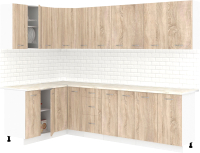 Готовая кухня Кортекс-мебель Корнелия Лира 1.5x2.7 (дуб сонома/королевский опал) - 