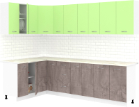 Готовая кухня Кортекс-мебель Корнелия Лира 1.5x2.7 (зеленый/оникс/королевский опал) - 