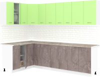 Готовая кухня Кортекс-мебель Корнелия Лира 1.5x2.7 (зеленый/оникс/марсель) - 