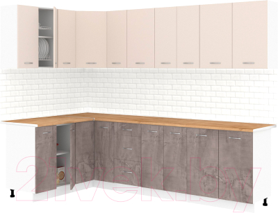 Кухонный гарнитур Кортекс-мебель Корнелия Лира 1.5x2.7 (капучино/оникс/дуб бунратти)