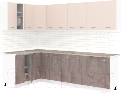 Кухонный гарнитур Кортекс-мебель Корнелия Лира 1.5x2.7 (капучино/оникс/марсель)