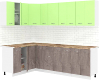Кухонный гарнитур Кортекс-мебель Корнелия Лира 1.5x2.5 (зеленый/оникс/мадрид) - 