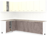 Кухонный гарнитур Кортекс-мебель Корнелия Лира 1.5x2.7 (крем/оникс/марсель) - 