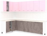 Кухонный гарнитур Кортекс-мебель Корнелия Лира 1.5x2.7 (розовый/оникс/королевский опал) - 