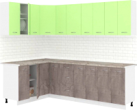 Кухонный гарнитур Кортекс-мебель Корнелия Лира 1.5x2.5 (зеленый/оникс/марсель) - 