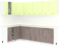 Готовая кухня Кортекс-мебель Корнелия Лира 1.5x2.7 (салатовый/оникс/королевский опал) - 