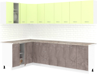 Готовая кухня Кортекс-мебель Корнелия Лира 1.5x2.7 (салатовый/оникс/марсель) - 