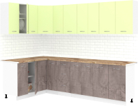 Кухонный гарнитур Кортекс-мебель Корнелия Лира 1.5x2.7 (салатовый/оникс/мадрид) - 