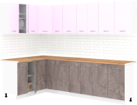 Кухонный гарнитур Кортекс-мебель Корнелия Лира 1.5x2.7 (сирень/оникс/дуб бунратти) - 