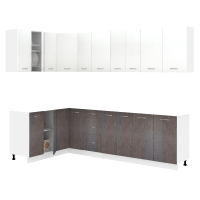 Кухонный гарнитур Кортекс-мебель Корнелия Лира 1.5x2.7 без столешницы (белый/береза) - 