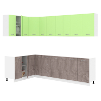 Кухонный гарнитур Кортекс-мебель Корнелия Лира 1.5x2.7 без столешницы (зеленый/оникс) - 