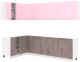 Готовая кухня Кортекс-мебель Корнелия Лира 1.5x2.7 без столешницы (розовый/оникс) - 