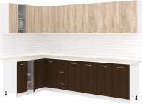 Готовая кухня Кортекс-мебель Корнелия Лира 1.5x2.9 (дуб сонома/венге/королевский опал) - 