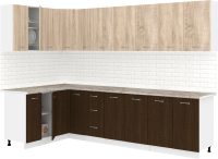 Готовая кухня Кортекс-мебель Корнелия Лира 1.5x2.9 (дуб сонома/венге/марсель) - 