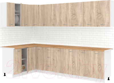 Готовая кухня Кортекс-мебель Корнелия Лира 1.5x2.9 (дуб сонома/дуб бунратти)