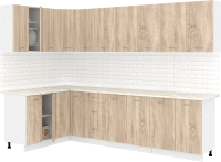 Готовая кухня Кортекс-мебель Корнелия Лира 1.5x2.9 (дуб сонома/королевский опал) - 