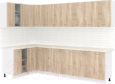 Кухонный гарнитур Кортекс-мебель Корнелия Лира 1.5x2.9 (дуб сонома/королевский опал)