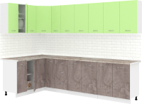 Кухонный гарнитур Кортекс-мебель Корнелия Лира 1.5x2.9 (зеленый/оникс/марсель) - 