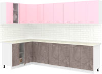 Кухонный гарнитур Кортекс-мебель Корнелия Лира 1.5x2.9 (розовый/оникс/королевский опал) - 
