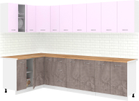 Готовая кухня Кортекс-мебель Корнелия Лира 1.5x2.9 (сирень/оникс/дуб бунратти) - 