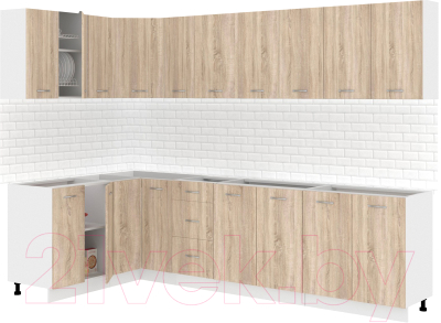 Готовая кухня Кортекс-мебель Корнелия Лира 1.5x2.9 без столешницы (дуб сонома)