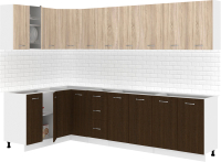 Готовая кухня Кортекс-мебель Корнелия Лира 1.5x2.9 без столешницы (дуб сонома/венге) - 