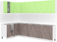 Кухонный гарнитур Кортекс-мебель Корнелия Лира 1.5x2.9 без столешницы (зеленый/оникс) - 